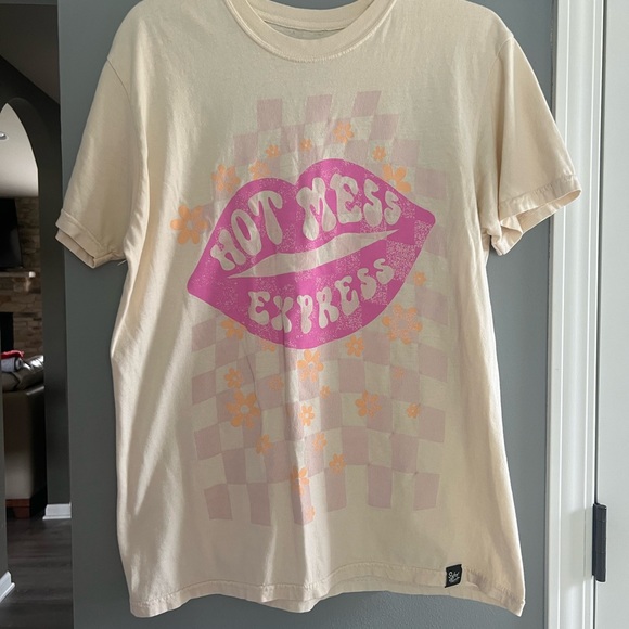 Hot Mess Express Women’s T-Shirt - Cream and Pink - Picture 1 of 3